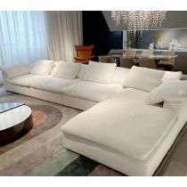 Ripple Furniture Modern Sectional Sofa With Ottoman, 300Cm X 200Cm, White Leather
