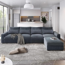 Ripple Furniture Modular Sofa Set With Chaise Lounge, Dark Grey