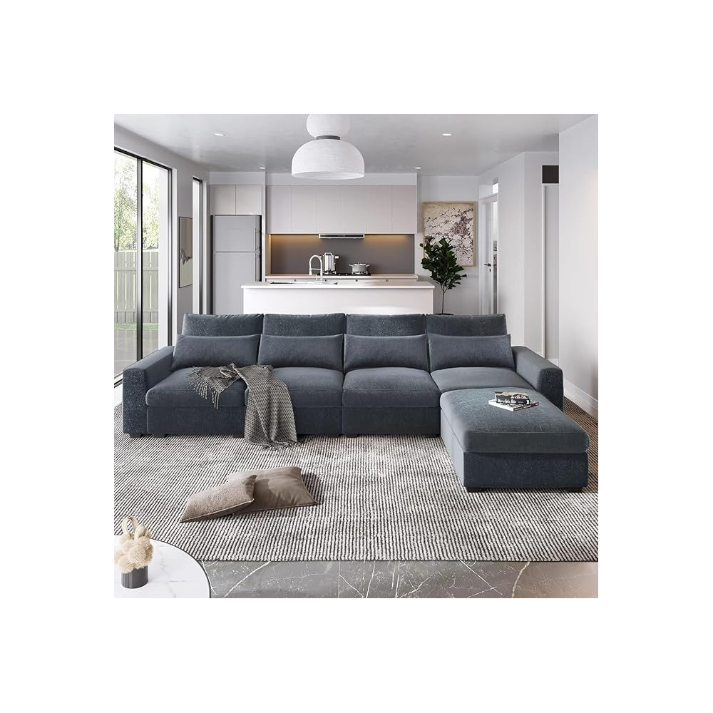 Ripple Furniture Modular Sofa Set With Chaise Lounge, Dark Grey