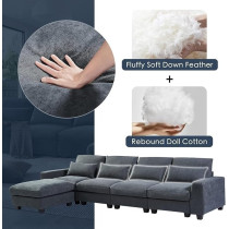 Ripple Furniture Modular Sofa Set With Chaise Lounge, Dark Grey