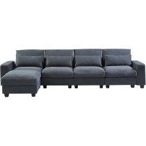 Ripple Furniture Modular Sofa Set With Chaise Lounge, Dark Grey