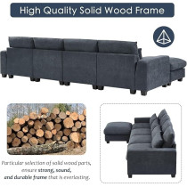 Ripple Furniture Modular Sofa Set With Chaise Lounge, Dark Grey