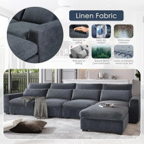 Ripple Furniture Modular Sofa Set With Chaise Lounge, Dark Grey