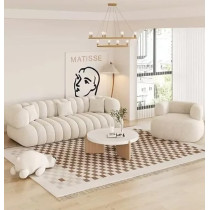 Ripple Furniture Living Room Custom Velvet Furniture Sectional Boucle Sofa Couch Recliner Modern Lounge Suite Modular Set Sofa 3+1 Seater, White