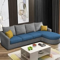 Raj Furniture Sumptuous Serenity The Round Lounger L-Shape 6 Seater Sofa Set For Your Living Room (Rhs), Turquise Grey