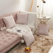 Volcanic Pack Of 4 Velvet Decorative Throw Pillow Covers Soft Solid Square Couch Pillow Cover Case Cushion Pillowcase 18 x 18 Inches, Pink