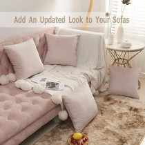 Volcanic Pack Of 4 Velvet Decorative Throw Pillow Covers Soft Solid Square Couch Pillow Cover Case Cushion Pillowcase 18 x 18 Inches, Pink