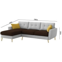 Raj Furniture Royal Azure Elegance 4 Seater L-Shaped Living Room Sofa In Plush Velvet Fabric, LHS, Brown Grey Fabric