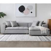 Ripple Furniture Living Room Sectional Couch Sofa Set, Grey