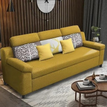 Raj Furniture Luxury 3 Seater Sofa For Living Room In Premium Fabric, Yellow