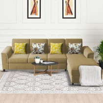 Raj Furniture Harmony 6-Seater L-Shape Sofa Set for Living Room, Cream