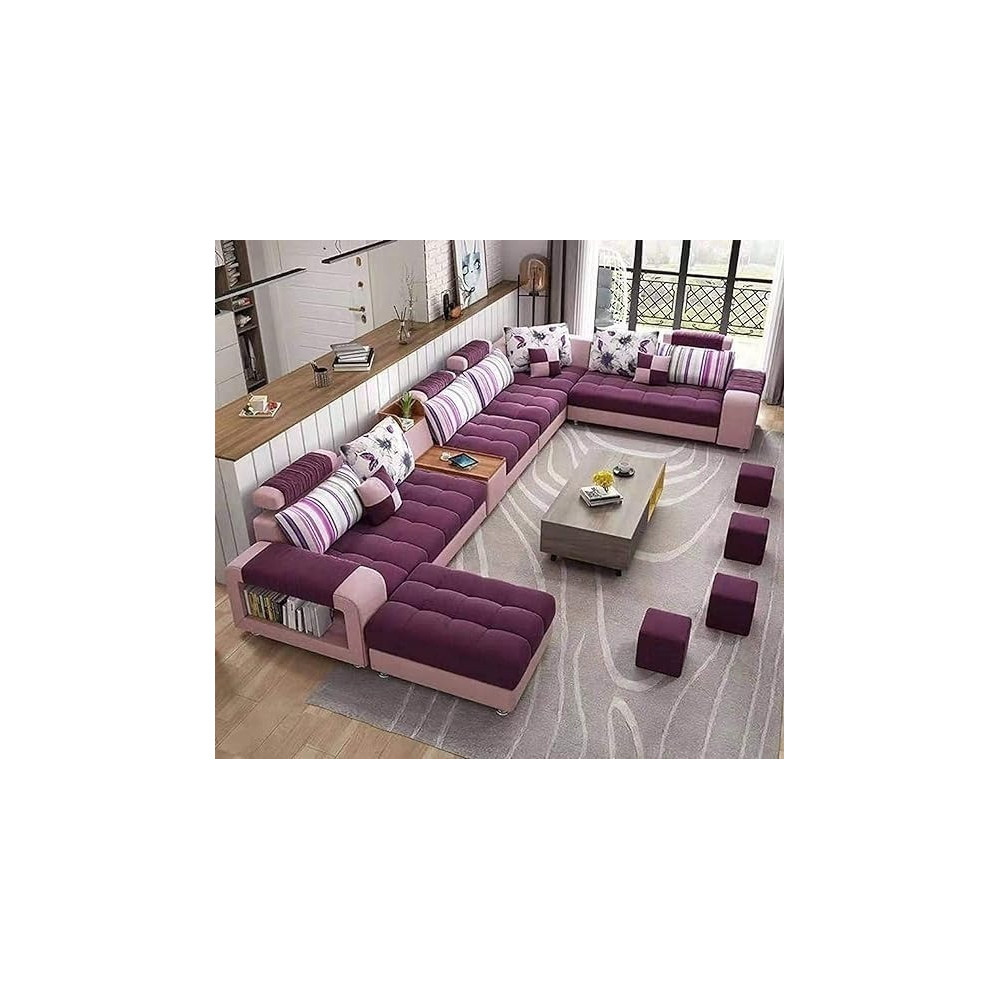 Raj Furniture Good Luck Foam Factory Living Room Sofa Set, Purple