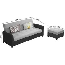 Raj Furniture Luxury 3 Seater Sofa For Living Room In Premium Velvet Fabric, Black Grey