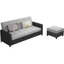Raj Furniture Luxury 3 Seater Sofa For Living Room In Premium Velvet Fabric, Black Grey