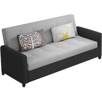 Raj Furniture Luxury 3 Seater Sofa For Living Room In Premium Velvet Fabric, Black Grey