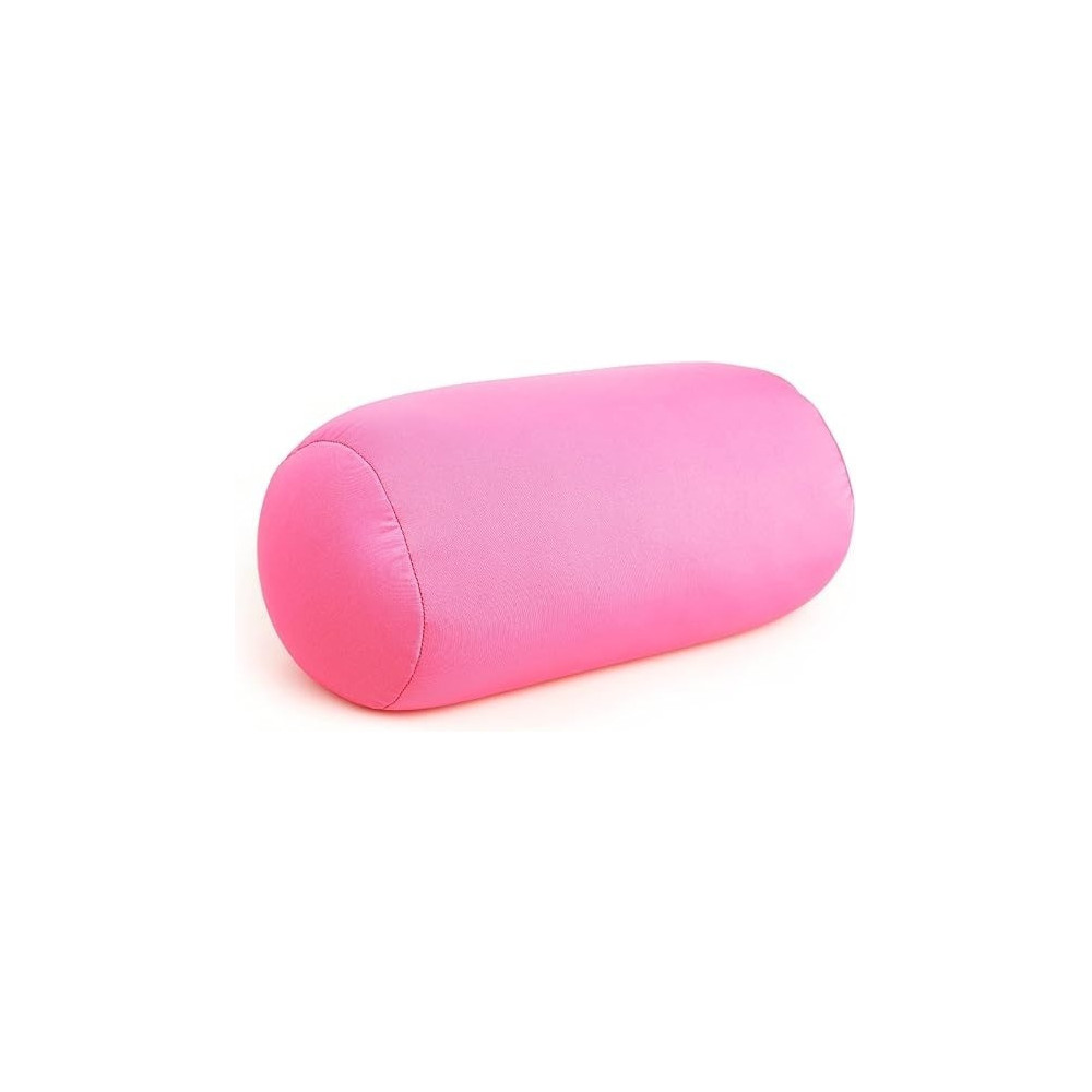 Cushie Pillows 7 Inches x 12 Inches Microbead Bolster Squishy/Flexible/Extremely Comfortable Roll Pillow, Pink