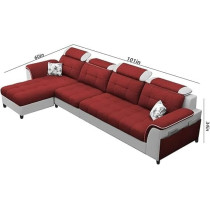 Raj Furniture Luxury L Shape LHS Sofa For Living Room In Premium Fabric, Maroon Grey