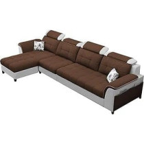 Raj Furniture Luxury L Shape LHS Sofa For Living Room In Premium Fabric, Brown Grey