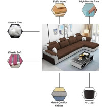Raj Furniture Luxury L Shape LHS Sofa For Living Room In Premium Fabric, Brown Grey