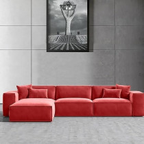 Ripple Furniture L-Shape Modern Style Luxury Home Couch, Right, Red