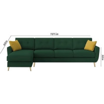 Raj Furniture Luxury 6 Seater L Shape Sofa Set For Living Room In Premium Fabric, LHS, Green