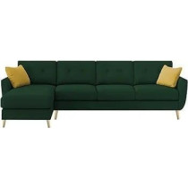 Raj Furniture Luxury 6 Seater L Shape Sofa Set For Living Room In Premium Fabric, LHS, Green