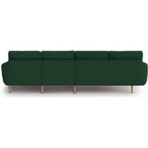 Raj Furniture Luxury 6 Seater L Shape Sofa Set For Living Room In Premium Fabric, LHS, Green