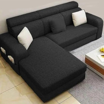 Raj Furniture Luxury LHS 6 Seater Sofa For Living Room, Black