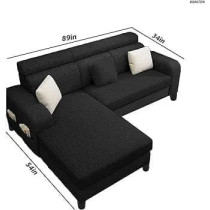 Raj Furniture Luxury LHS 6 Seater Sofa For Living Room, Black