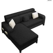 Raj Furniture Luxury LHS 6 Seater Sofa For Living Room, Black