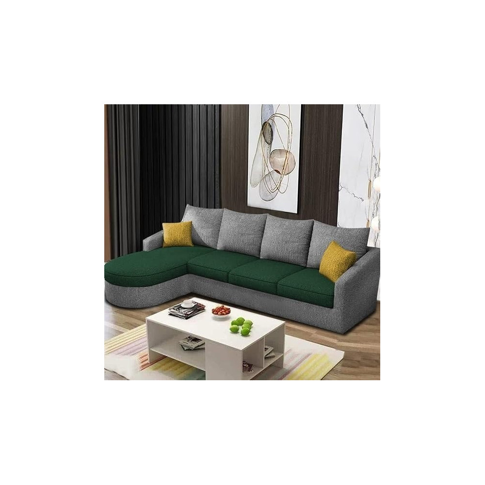 Ripple Furniture Sumptuous Serenity The Round Lounger L-Shape 6 Seater Sofa Set For Your Living Room, LHS, Green Grey