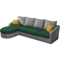 Ripple Furniture Sumptuous Serenity The Round Lounger L-Shape 6 Seater Sofa Set For Your Living Room, LHS, Green Grey