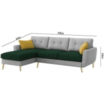 Raj Furniture Royal Azure Elegance 4 Seater L-Shaped Living Room Sofa In Plush Velvet Fabric, Lhs, Green Grey Fabric