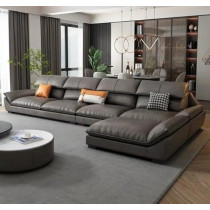 Raj Furniture Nordic Style Modern Luxury Leather Living Room Couch, Dark Brown