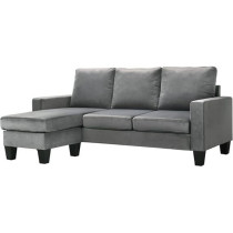 Glory Furniture Jessica Velvet Sofa Chaise In Grey