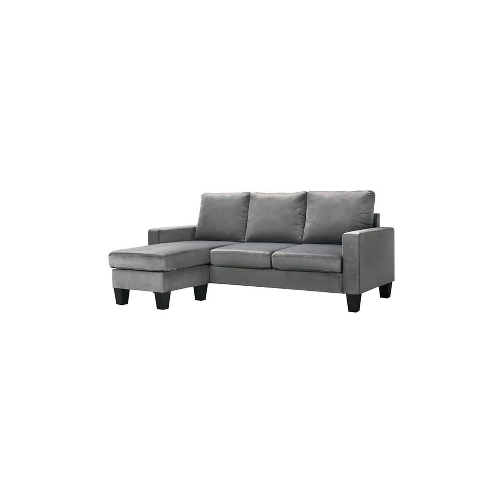 Glory Furniture Jessica Velvet Sofa Chaise In Grey