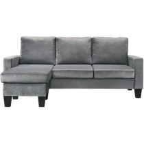 Glory Furniture Jessica Velvet Sofa Chaise In Grey