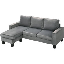 Glory Furniture Jessica Velvet Sofa Chaise In Grey