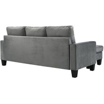 Glory Furniture Jessica Velvet Sofa Chaise In Grey