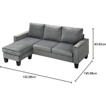 Glory Furniture Jessica Velvet Sofa Chaise In Grey