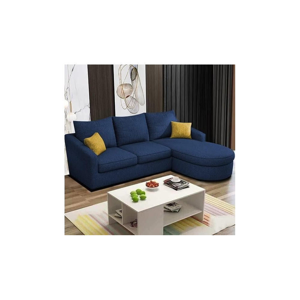 Raj Furniture Elegance Edge 4-Seater Sofa Set For Living Room, Blue