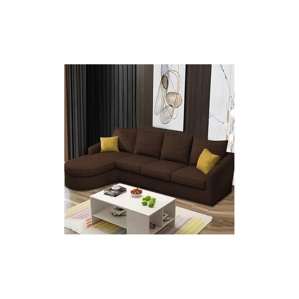 Ripple Furniture Sumptuous Serenity The Round Lounger L-Shape 6 Seater Sofa Set For Your Living Room, LHS, Brown