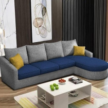 Raj Furniture Sumptuous Serenity The Round Lounger L-Shape 6 Seater Sofa Set For Your Living Room, RHS, Blue Grey