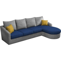 Raj Furniture Sumptuous Serenity The Round Lounger L-Shape 6 Seater Sofa Set For Your Living Room, RHS, Blue Grey