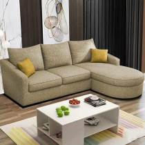 Raj Furniture Elegance Edge 4-Seater Sofa Set For Living Room, Cream
