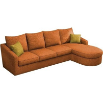Raj Furniture Sumptuous Serenity The Round Lounger L-Shape 6 Seater Sofa Set For Your Living Room, RHS, Orange