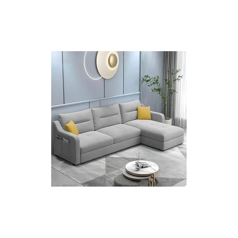 Raj Furniture 4 Seater RHS L Shape Sofa Set For Living Room, Grey Fabric