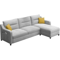 Raj Furniture 4 Seater RHS L Shape Sofa Set For Living Room, Grey Fabric