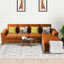 Raj Furniture Harmony 6-Seater L-Shape Sofa Set For Living Room, Orange