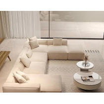 Raj Furniture Luxury Living Room Sofa Set With Ottoman, Square Sectional Couches, Large Rectangular Chaise Lounge Chair, Beige, Right